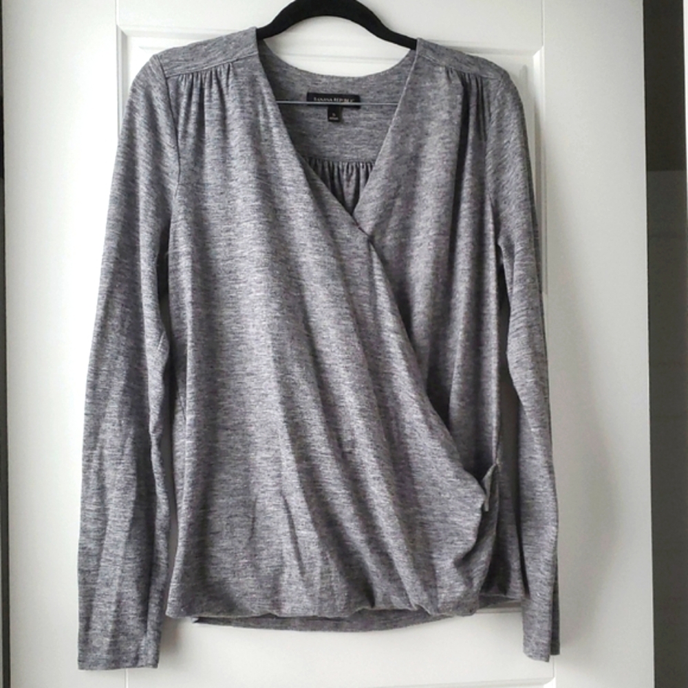 Banana Republic Heather Gray Long Sleeve Wrap Top
